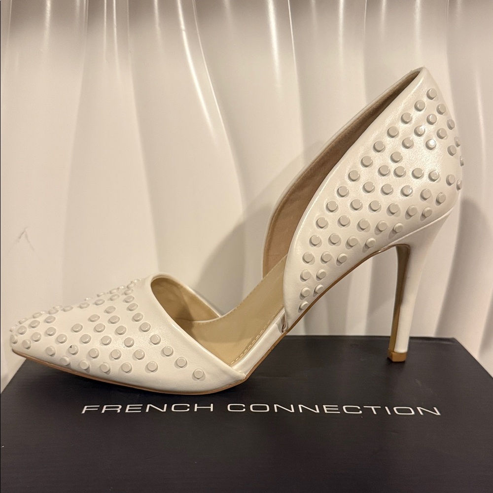 French Connection ivory  Studded D'Orsay Heel